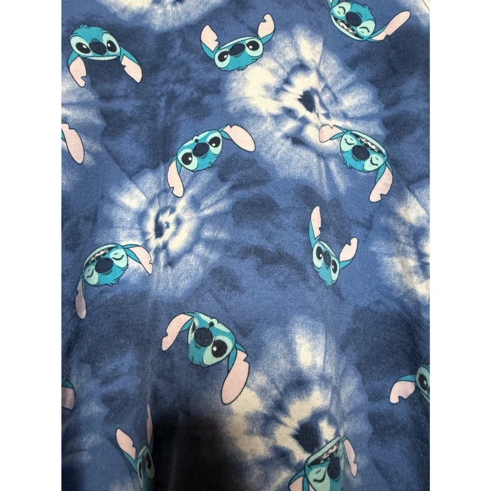 Disney Lilo and Stitch Blue Tie Dye Pullover Sweatshirt Kids XL 16-18 Raglan